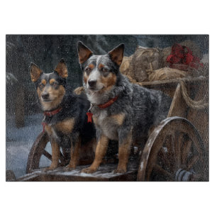 Australian Cattle Snowy Sleigh Christmas Decor Cutting Board