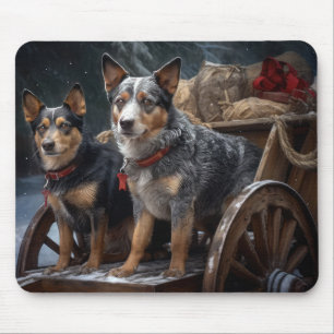 Australian Cattle Snowy Sleigh Christmas Decor Mouse Pad