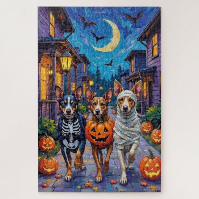 Australian Cattle Trick-or-Treating in Halloween Jigsaw Puzzle (Vertical)
