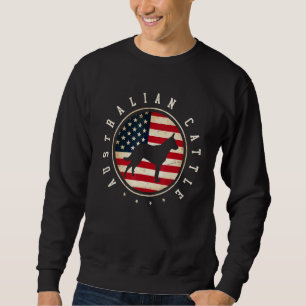 Australian Cattle Usa Flag 4th July Dog Mum Dad Sweatshirt