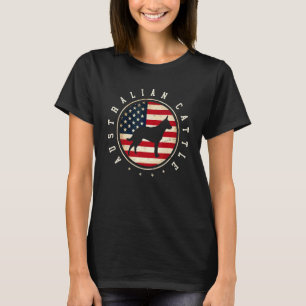 Australian Cattle Usa Flag 4th July Dog Mum Dad T-Shirt