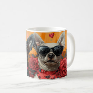 Australian Cattle With Heart Roses Valentine's Day Coffee Mug