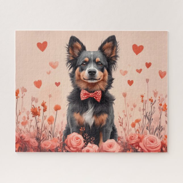 Australian Cattle with Roses - Valentine's Day Jigsaw Puzzle (Horizontal)