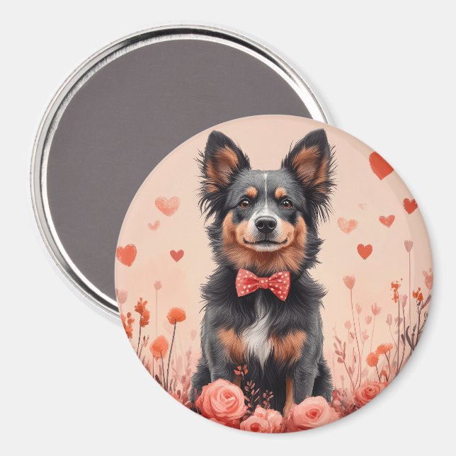 Australian Cattle with Roses - Valentine's Day Magnet (Front/Back)