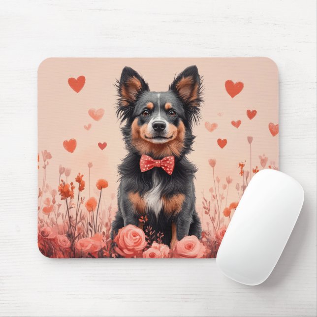 Australian Cattle with Roses - Valentine's Day Mouse Pad (With Mouse)