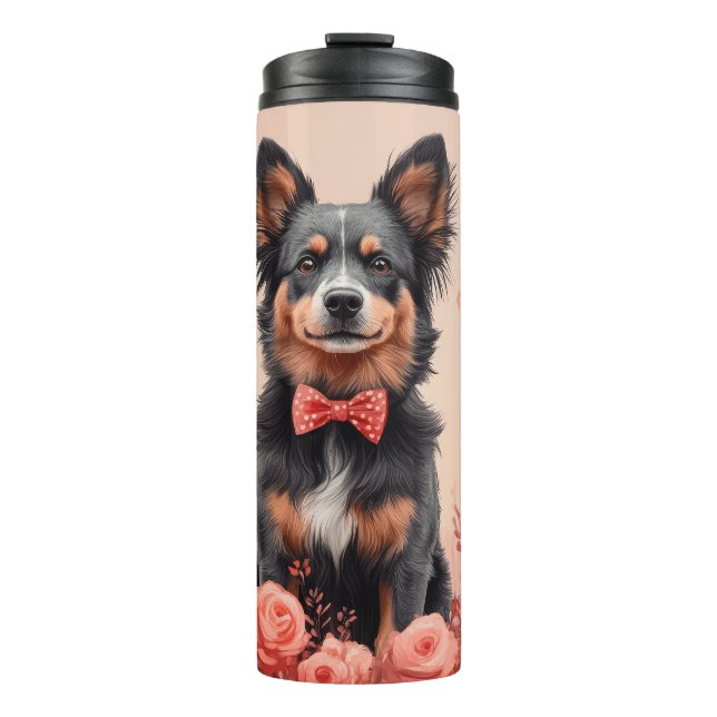 Australian Cattle with Roses - Valentine's Day Thermal Tumbler (Front)
