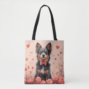 Australian Cattle with Roses - Valentine's Day Tote Bag