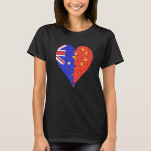 Australian Chinese Flag Heart T-Shirt