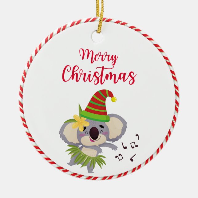 Australian Christmas Cute Dancing Koala Ornament (Front)