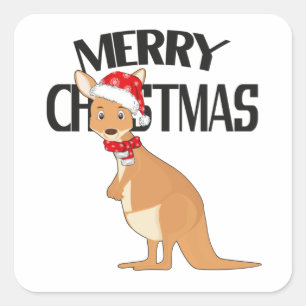 Australian Christmas Cute Kangaroo Square Sticker