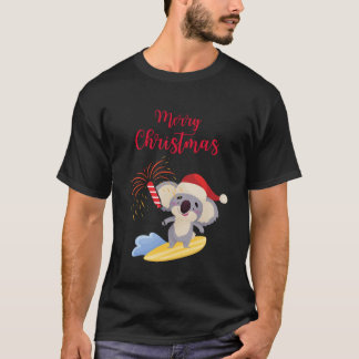 Australian Christmas Cute Koala Surfing Design T-Shirt