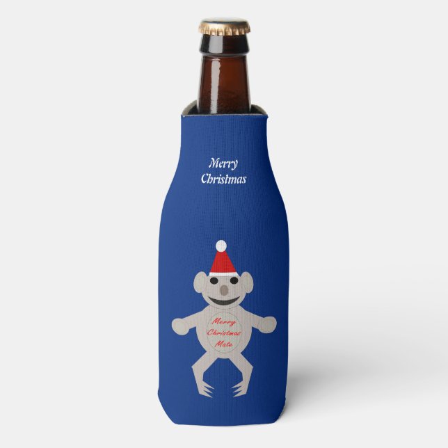 Australian Christmas Koala Bear Custom Bottle Cooler (Bottle Front)