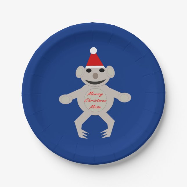 Australian Christmas Koala Bear Paper Party Plates (Front)