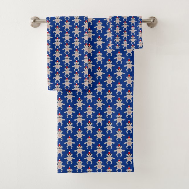Australian Christmas Koala Bear Patterned Towels (Insitu)