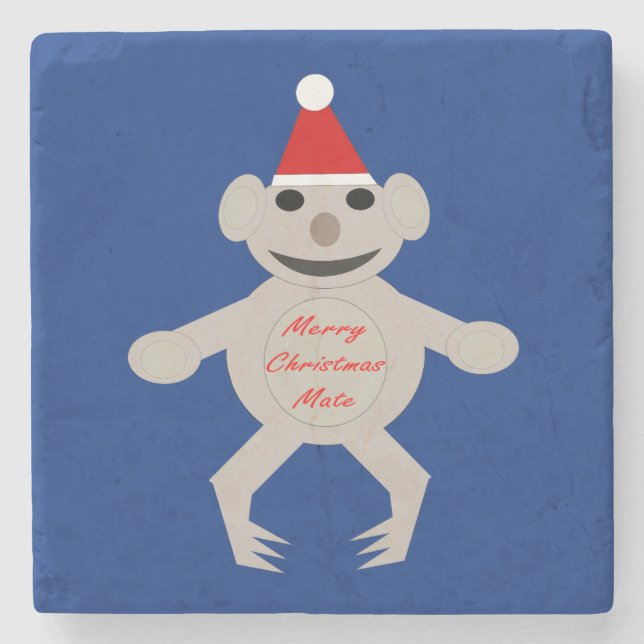 Australian Christmas Koala Bear Stone Coaster (Front)