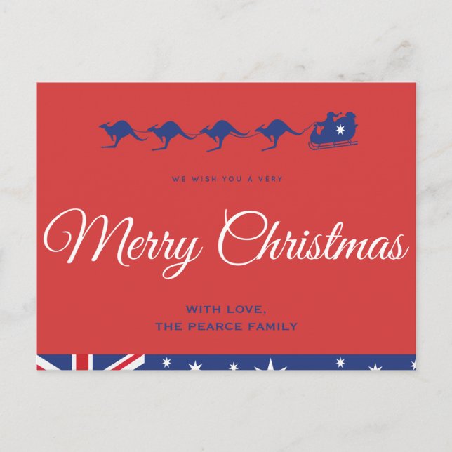 Australian christmas postcards Kangaroo Sleigh (Front)