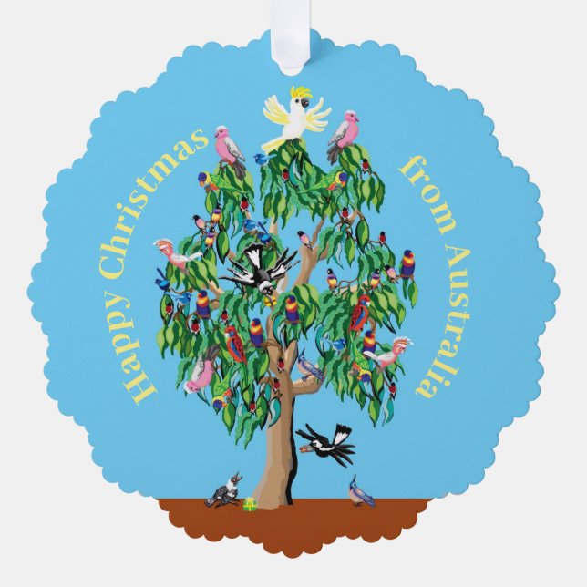 Australian christmas tree with birds decoration card (Front)