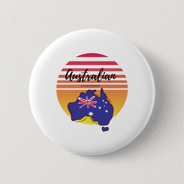 Australian Citizenship 6 Cm Round Badge (Front)