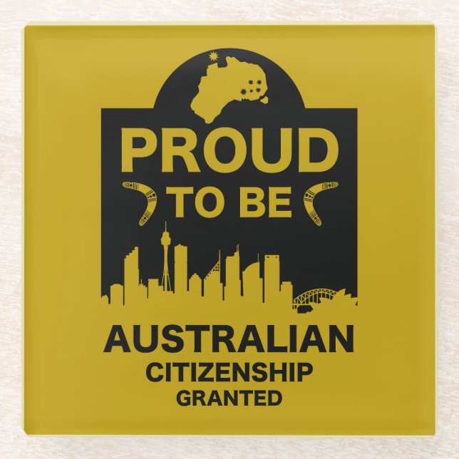 Australian Citizenship Gift Glass Coaster (Front)