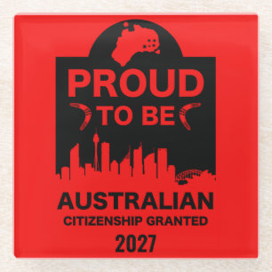 Australian Citizenship Gift Glass Coaster