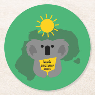 Australian Citizenship Party Congratulations Gift Round Paper Coaster
