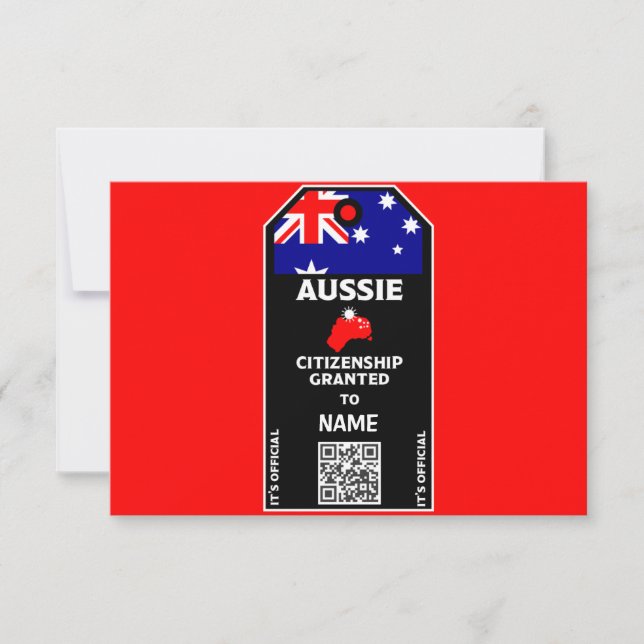 Australian Citizenship Party Congratulations    Po Thank You Card (Front)