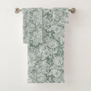 Australian Country Garden - Sage And White Bath Towel Set