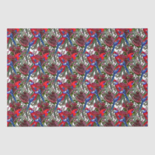 Australian Crimson Rosella and Wildflower Pattern Tissue Paper