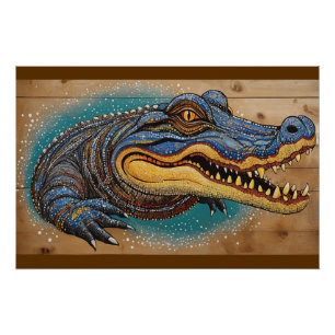 Australian Crocodile Art Design Poster