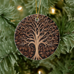 Australian Delights: Waratah Tree Wood Print, Ceramic Ornament