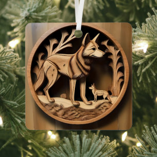"Australian Dingo: A Nature's Print" Metal Tree Decoration
