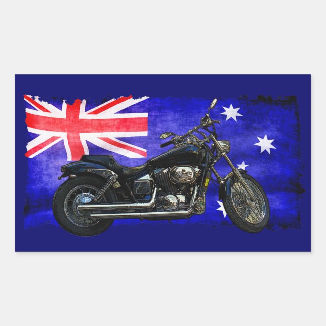Australian Downunder Flag, Motorcycle Biker Design Rectangular Sticker (Front)