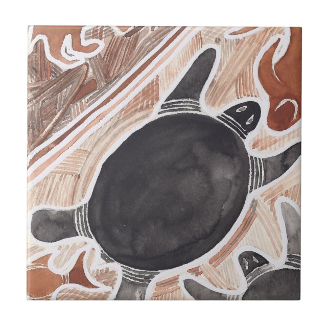 Australian Dreams Myth Animals Big Turtle tile (Front)