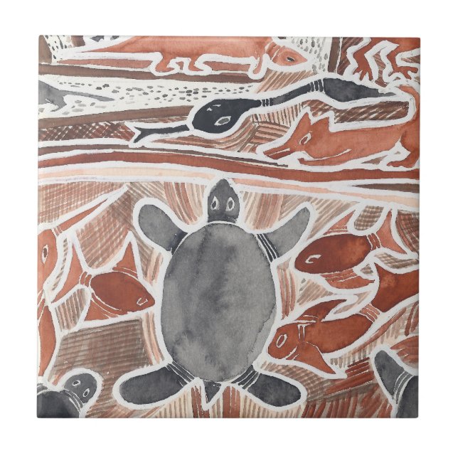 Australian Dreams Mythical Animals Turtle Tile (Front)