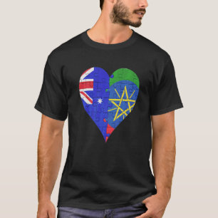 Australian Ethiopian Flag Heart T-Shirt