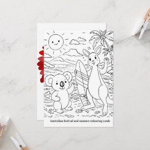 Australian festival and summer colouring cards