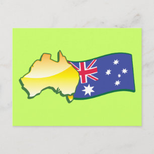 Australian flag and map aussie postcard