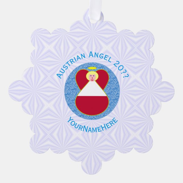 Australian Flag Angel Personalised Blue Text  Tree Decoration Card (Front)