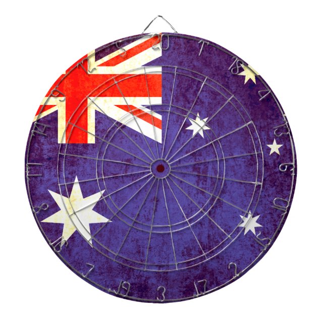 Australian flag antiqued style dart board (Front)