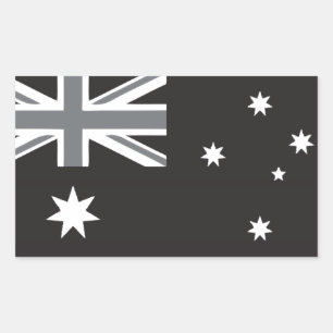 Australian Flag Black and White Rectangular Sticker