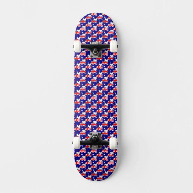 Australian Flag Colours Hearts Pattern Patriotic Skateboard (Front)