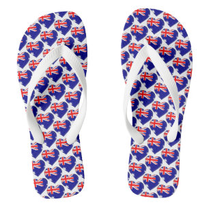 Australian Flag Colours Hearts Pattern Patriotic Thongs