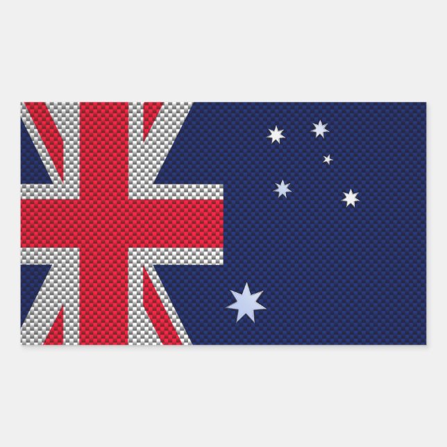 Australian Flag Design Carbon Fibre Chrome Style Rectangular Sticker (Front)