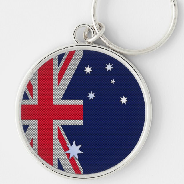 Australian Flag Design Carbon Fibre Style Key Ring (Front)