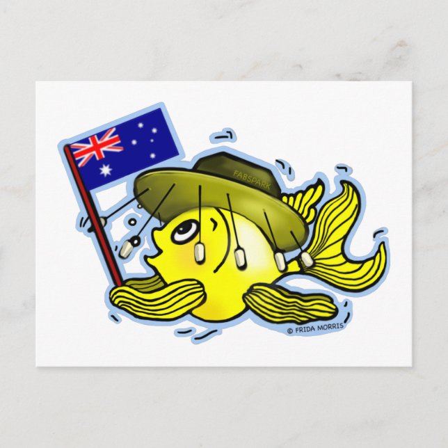 Australian Flag Fish funny OZI fish Postcard (Front)