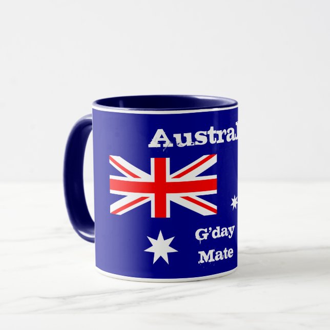 Australian Flag & G'day Mate coffee mug /Australia (Front Left)