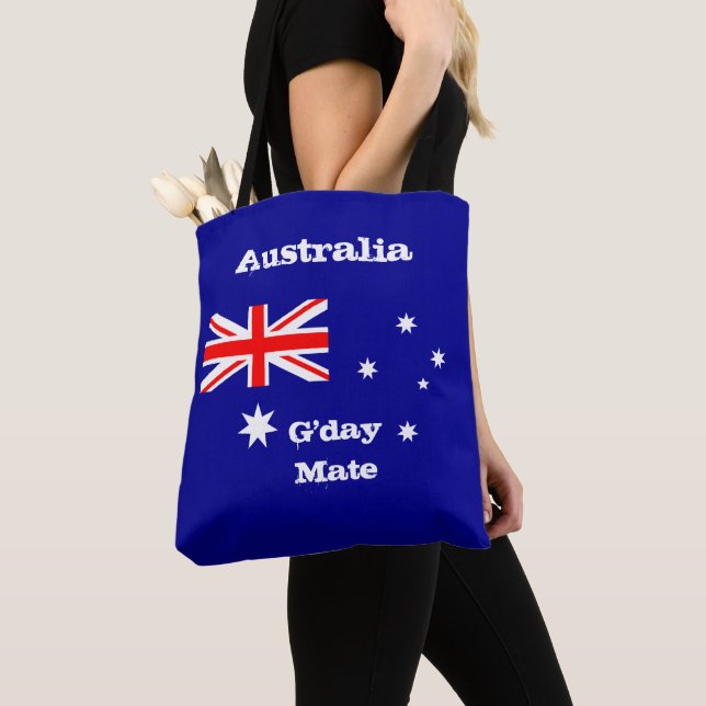Australian Flag & G'day Mate fashion / Australia Tote Bag (Close Up)