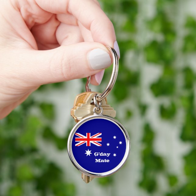 Australian Flag & G'day Mate greetings / Australia Key Ring (Hand)