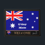 Australian Flag & G'day Mate mats /sports Welcome<br><div class="desc">Doormat: Australian Flag & G'day Mate greeting,  Australia "Welcome" mats - love my country,  travel,  holiday,  national patriots / sports fans</div>