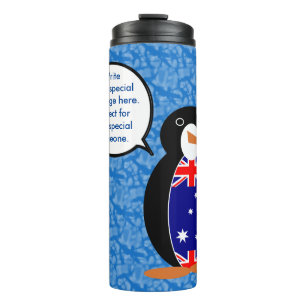 Australian Flag Holiday Ms. Penguin Talking Thermal Tumbler